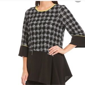 IC by Connie K Asymmetrical Hem Blouse in Houndstooth